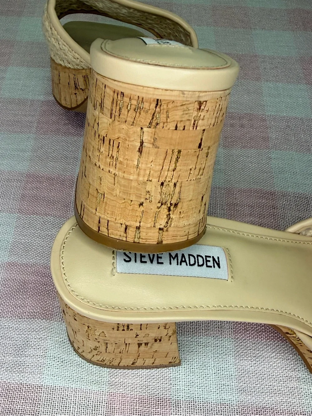 Steve Madden Corah Latticed Cork Platform Slide Sandals Natural Size 8.5